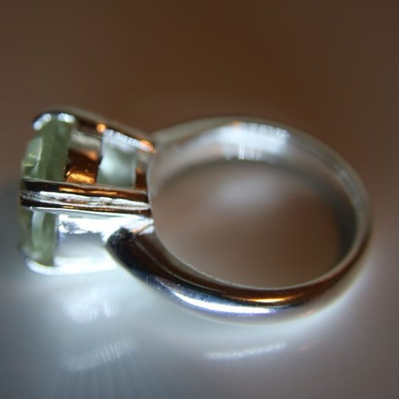 Prasiolite 6.34ct Platinum Solid Silver Ring - Picture 4 of 7